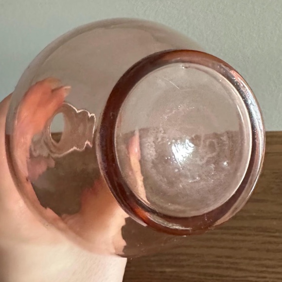 Vintage Set of 6 • Pink French Round Glass Medium Decanter + 5 Shot Glasses - Picture 10 of 10